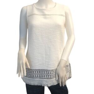 Banana Republic White Lace Trim Blouse Medium